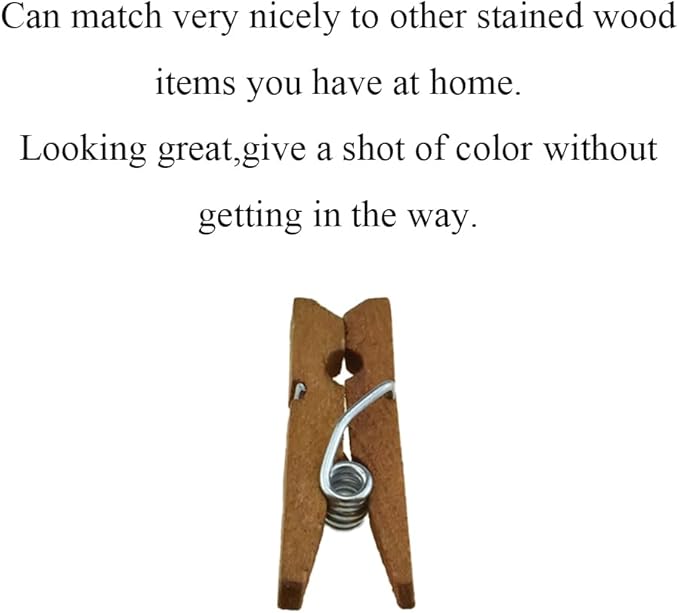 HAHIYO Brown Wooden Clothes Pins Clothespins Mini Aviod Fall Apart 1 Inches Length 80 Pack Strong Springs No Rust No Discoloration for Laundry Bathroom DIY Craft Photos Food Opened Bags