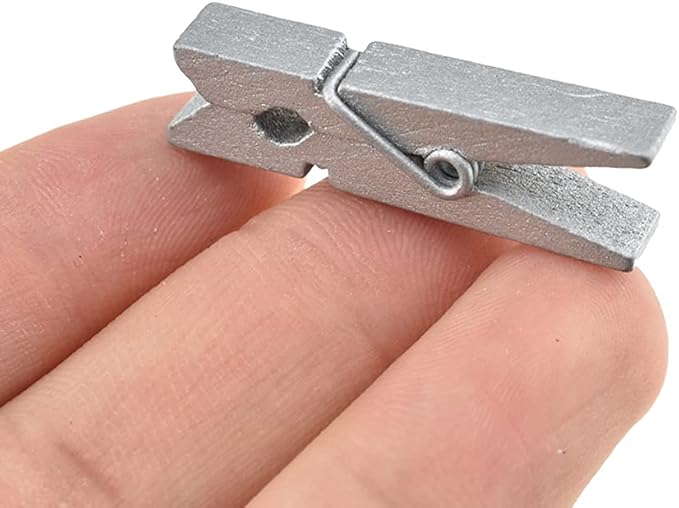 HAHIYO Silver Wooden Clothes Pins Clothespins Small Do NOT Fall Apart 1.38 inches Length 50 Pack Sturdy Strong Springs No Rust No Discoloration for Laundry Bathroom DIY Craft Photos Food Opened Bags