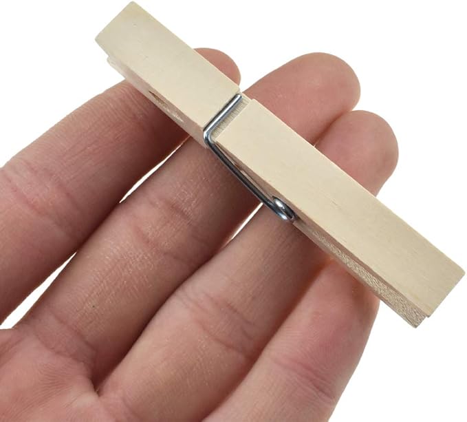 HAHIYO Wooden Clothes Pins Clothespins Large Do NOT Fall Apart 2.87 inches Length 24 Pack Sturdy Strong Springs No Rust No Discoloration for Laundry Bathroom DIY Craft Photos Food Opened Bags