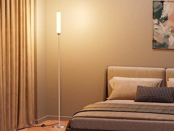 LED Floor Lamp with Remote Control, 65" Standing lamp with Stepless Adjustable 3000K-6500K Colors & 5%-100% Brightness, Foot Switch(Champagne Gold)