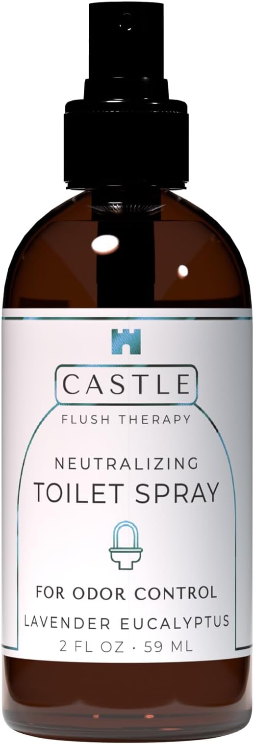 Castle Flush Therapy Neutralizing Toilet Spray | Odor Control: Mist Over the Water Surface, Go, Then Flush | Bathroom Freshening | Neutralizes Odors at the Source | Lavender and Eucalyptus | 2 oz