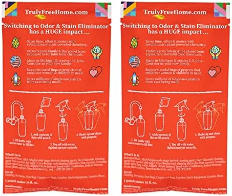 Multi-Purpose Odor & Stain Eliminator, Pet Odor Eliminator for Home & Stain Remover for Carpet, Couch, Rugs & More, Upholstery Deodorizer, Includes 1 Empty Bottle Spray & 2 Refill (3 oz ea)