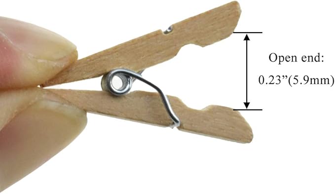 HAHIYO Wooden Clothes Pins Clothespins Mini Do NOT Fall Apart 1 inches Length 80 Pack Sturdy Strong Springs No Rust No Discoloration for Laundry Bathroom DIY Craft Photos Food Opened Bags