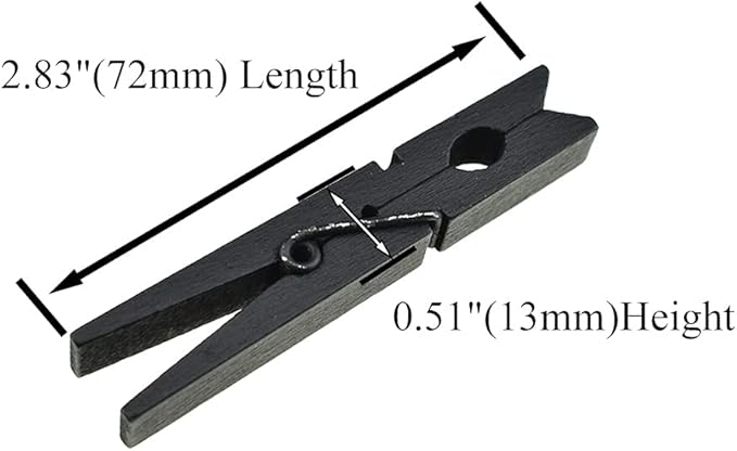 HAHIYO Black Wooden Clothes Pins Clothespins Wide Do NOT Fall Apart 2.87 inches Length 16 Pack Sturdy Strong Springs No Rust No Discoloration for Laundry Bathroom DIY Craft Photos Food Opened Bags