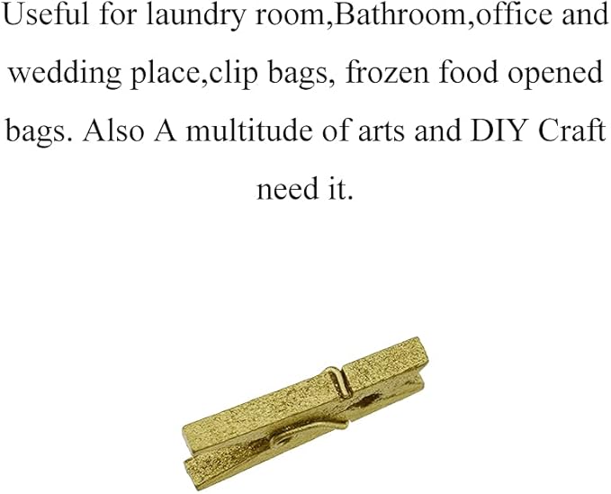 HAHIYO Gold Wooden Clothes Pins Clothespins Mini Do NOT Fall Apart 1 inches Length 80 Pack Sturdy Strong Springs No Rust No Discoloration for Laundry Bathroom DIY Craft Photos Food Opened Bags