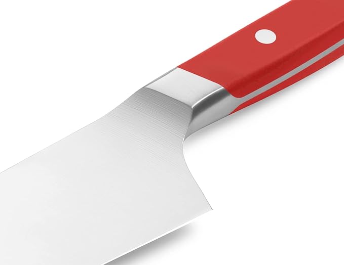 Misen Japanese Santoku Chef Knife - 7.5 Inch High Carbon Stainless Steel - Classic Japanese Knife Design for Cutting, Slicing, and Chopping - Razor Sharp Japanese Style Kitchen Knife, Red