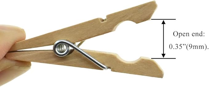 HAHIYO Wooden Clothes Pins Clothespins Wide Do NOT Fall Apart 1.77 inches Length 40 Pack Sturdy Strong Springs No Rust No Discoloration for Laundry Bathroom DIY Craft Photos Food Opened Bags