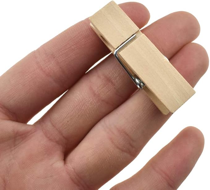 HAHIYO Wooden Clothes Pins Clothespins Wide Do NOT Fall Apart 1.77 inches Length 40 Pack Sturdy Strong Springs No Rust No Discoloration for Laundry Bathroom DIY Craft Photos Food Opened Bags