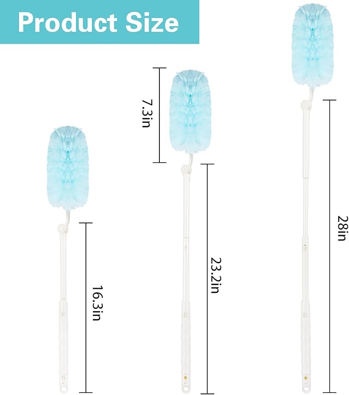 360° Duster Refills Kit for Swiffer Duster, 25 Pack & 1 Handle, Multi-Surface Dusters with 4X Microfibers. Efficient Duster Kit for Cleaning Pet Hair, Home, Office, Blinds, Furniture and More