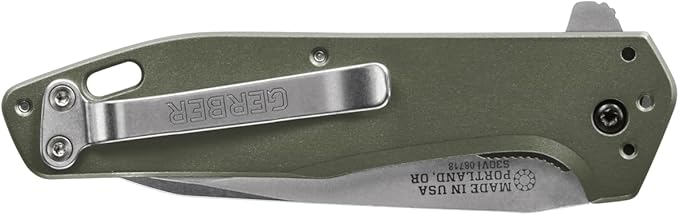 Gerber Gear Fastball - Slim, Lightweight Folding Knife with Lock Release - Pocket Knife with 3-Position Clip - EDC Gear - 3" - Made in USA - Flat Sage