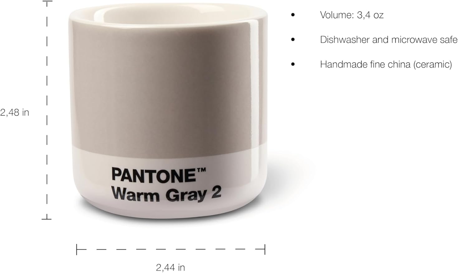 Copenhagen Design Pantone Macchiato Cup - Coffee, Latte, Macchiato Mug - 3.34oz/100ml, Light Pink 182