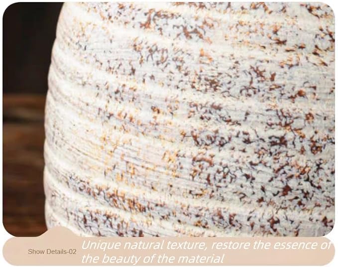 Rustic Vintage Ceramic Vases ,White Terracotta Decorative Flower Boho Vintage Wide-Mouth Vase for Living Room Bedroom Kitchen Office Decor Centerpiece Table Decorations 5.71Inch