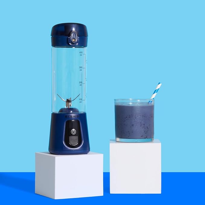 BLENDi Pro+ Portable Blender (17.5oz, Navy Blue) – Powerful Ice Crushing 120W Motor, USB-C Rechargeable, Cordless Personal Blender Smoothies & Shakes – BPA-Free, Self-Cleaning, Travel-Friendly