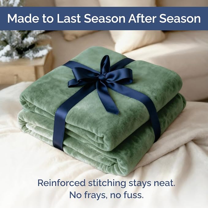 Ultra Soft Fleece Blanket King Size - Flannel Fleece Luxury King Blanket - Lightweight for Couch Bed Chair - Thick, Warm & Breathable - All Season Cozy Fuzzy Anti-Static Microplush Bedding, Sage Green