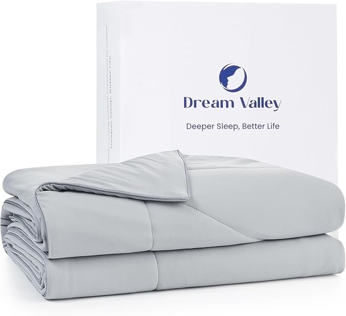 Dream Valley® Outlast® Deepsleep Cooling Comforter, Full/Queen Size, NASA-Grade Space Technology Cooling Blanket for Hot Sleepers Night Sweats, Q-Max > 0.45 Aerocool™Breathable, Light Grey, 90"x90"