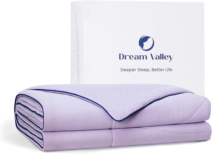 Dream Valley®Outlast®Cooling Comforter, NASA Temperature Regulation Technology Cooling Blanket, Q-Max > 0.4 Everlasting Cooling for Night Sweats, Hot Sleepers,Lavender Fog, Queen90 x90