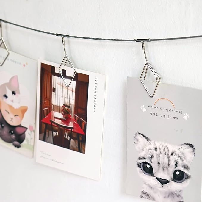TFu Wall Hanging Photo Display, DIY Picture Photo Frame String with 12 Clips for Hanging Photos Notes and Artworks …