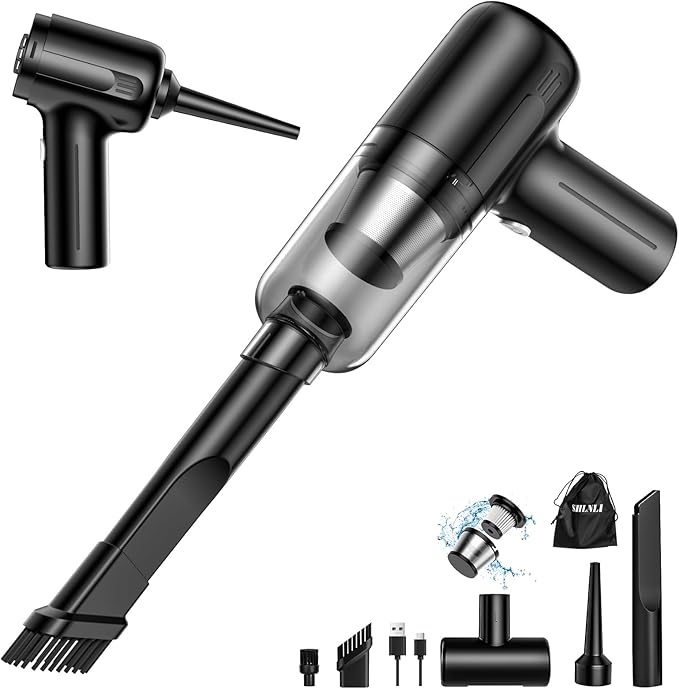 Handheld Car Vacuum Cleaner, 9000Pa Hand Held Vacuum Portable Cordless,2 in 1 Air Duster and Mini Vacuum Cleaner with LED Light, 120W High Power Small Vacuum for Car, Home, Office, Pet(Black)