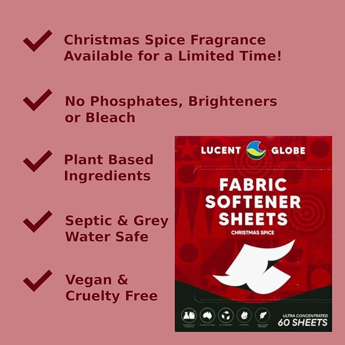 Laundry Detergent Sheets - Pre-Measured Laundry Sheets - Powerful Stain Removal - Gentle on Skin & Fabrics - Works in All Washers - Convenient. (Christmas Spice Fabric Softener)