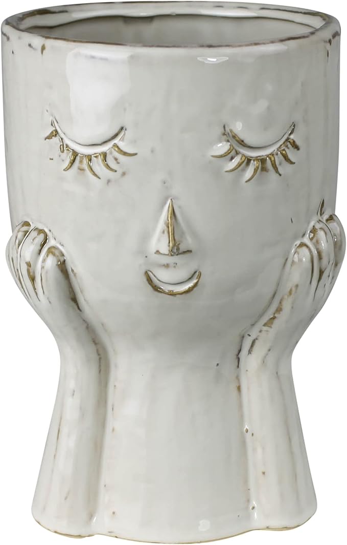 HomArt June Face Vase, 7-inch Height, Ceramic