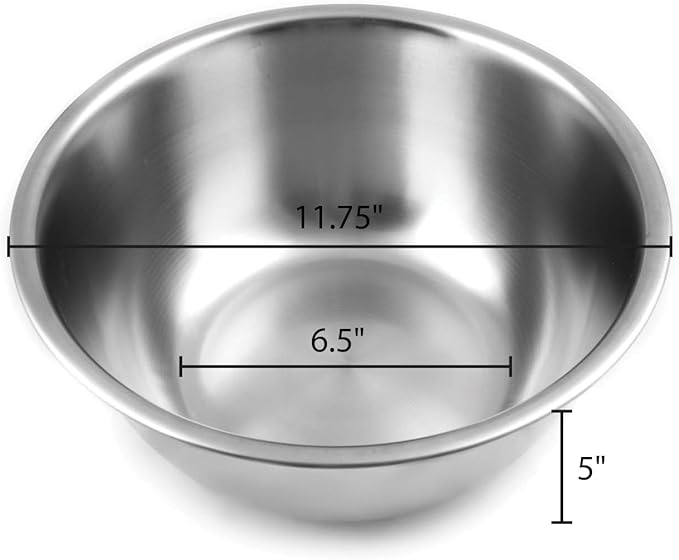 Fox Run Large Stainless Steel Mixing Bowl, 6.25-Quart, 11.75 x 5.5 inches, Metallic