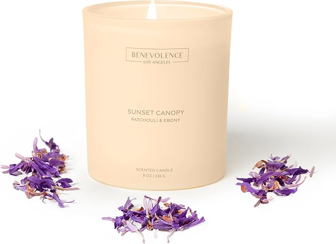 Patchouli & Ebony – Benevolence LA Scented Candle | 8oz, 45-Hour Burn | Natural Soy Wax, Cotton Wick | Warm & Grounding Home Fragrance | Malibu Sands Collection – Gift for Women & Men