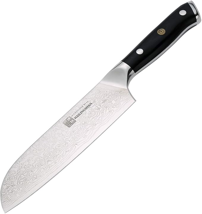 Qin Dynasty Series Santoku knife Pro Kitchen Knife 6.8 Inch Chef's knife High Carbon Damascus Steel Sharp paring knife with Ergonomic Handle