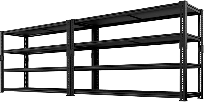 Storage Shelves Heavy Duty, 48"L x 18"W x 72"H Garage Storage Shelves Unit Loads 2960LBS, 4-tier Adjustable Metal Industrial Utility Shelf Rack for Kitchen, Laundry Room, Pantry, Warehouse, Basement