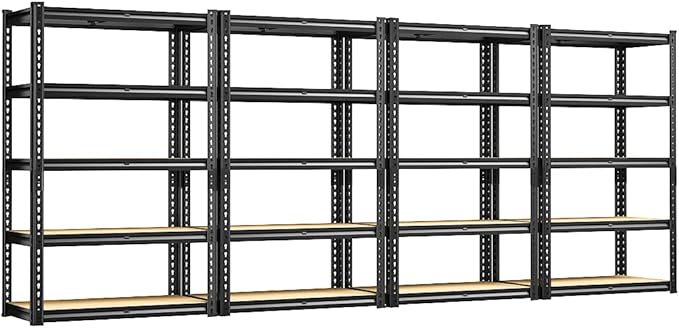 REIBII Storage Shelves 2020LBS Garage Shelving Heavy Duty Metal Shelving 5 Tier Metal Shelf for Garage Pantry Closet Kitchen Basement 28" W x 12" D x 59.8" H, 4 Pack