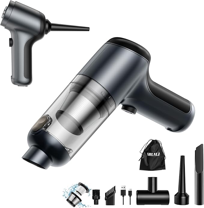 Mini Vacuum Cleaner, 120W High Power Handheld Car Vacuum Cleaner, 2 in 1 Air Duster and Hand Held Vacuum Portable Cordless, Rechargeable Small Vacuum for Car, Home, Office, Pet(Black)