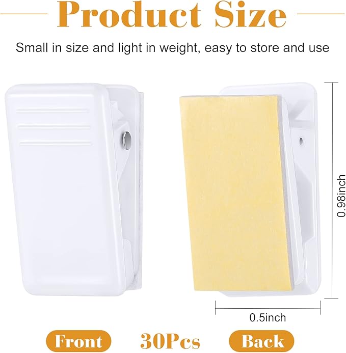 30 Pieces Self-Adhesive Clips Wall Tapestry Clips Sticky Plastic Photo Small Hanging Spring for Poster Photo Wall Teacher Student Home Applications(White)