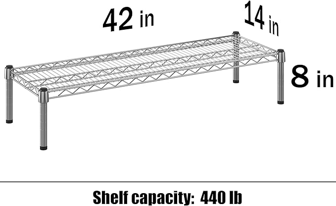 14" Deep x 42" Wide x 8" Height 1-Tier Wire Shelving Kit | NSF Commercial Storage Rack Unit