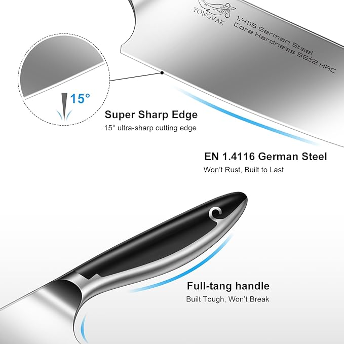 8 Inch German Chef Knife in EN1.4116 High Carbon Steel, Ultra Sharp Non-Slip Full-Tang Handle Kitchen Knife, Dishwasher Safe Rust Resistant Chefs Knife, Thoughtful Birthday Gifts for Women