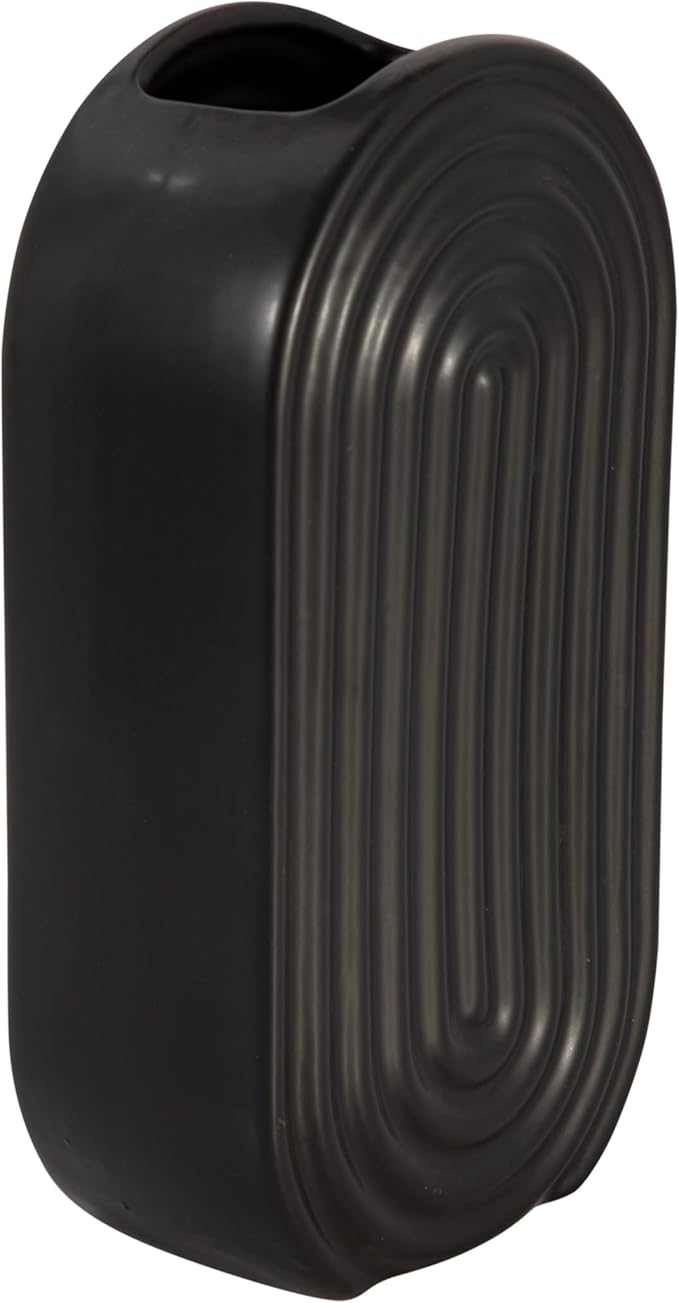 Sagebrook Home Boho Ceramic Stoneware Vase - Modern Decorative Flower Vase for Home, Office, Bedroom & Living Room - Stylish Textured Design - 11" Black
