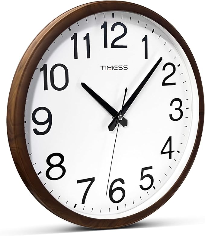 Wall Clock, Classic Wood Style Finish, 11 Inch Non-Ticking Silent Battery Operated Analog Clock, Ideal Retro Decor for Home, Bedroom, Living Room, Kitchen, Bathroom, Office(Wood Brown)