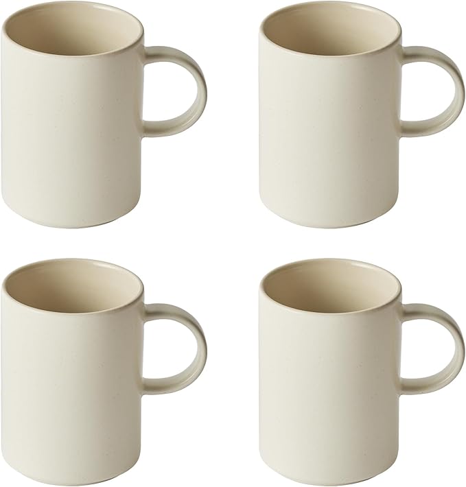 Odense Ceramic Mugs Set of 4 - Coffee Mug - Modern & Minimal Design, Wide Mouth & Stackable, Hot Drinks - Microwave & Dishwasher Safe - 11.8oz (Vanilla Cream)