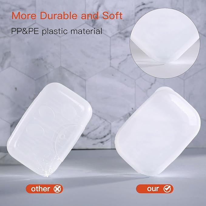 Quatish Leakproof Soap Dish with Lid & Draining Layer, Shatterproof Travel Bar Soap Holder Case Container, Portable Travel Size Toiletries Essentials for Camping, Gym, Bathroom, Clear