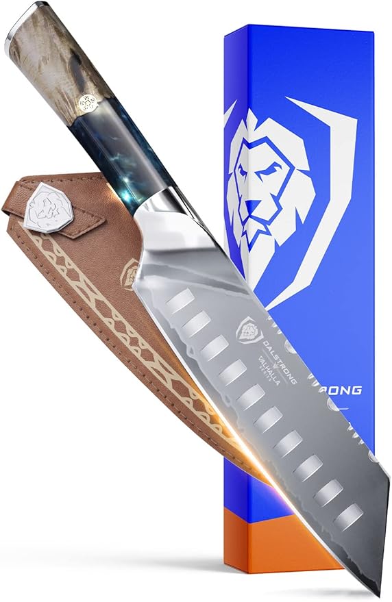 Dalstrong Santoku Knife - 7 inch - Valhalla Series - 9CR18MOV High Carbon Steel - Vegetable Knife - Celestial Resin & Wood Handle - Asian Cooking Knife - Premium Kitchen Knife Gift- w/Leather Sheath