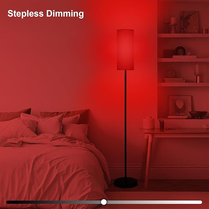 Floor Lamp with Red Light - 670nm Red Night Light for Sleep, 3CCT LED Standing Lamp with Remote, Dimmable Modern Floor Light with Timer and Memory, Sturdy Iron Base, Linen Shade, for Bedroom