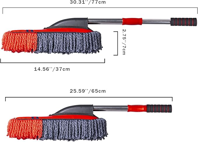 Soft Microfiber Car Duster Exterior Scratch Free Multipurpose Duster with Extendable Handle Duster for Car, Truck, SUV, RV and Motorcycle
