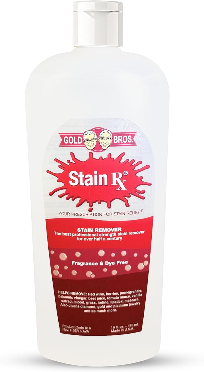 Stain Remover, Effectively Eliminates Stains from Wine, Berries & Blood on Colorfast Fabrics, Carpets, Upholstery & Jewelry, Fragrance & Dye-Free, Bleach-Free, Peroxides & Phosphates, 16 oz