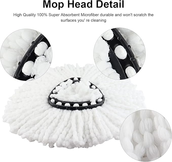 Spin Mop Handle,Head,Base Replacement Compatible with O-Cedar Easywring Microfiber Spin Mop - Replace 30-58in Stick/Pole+5Head Refill+1Base for Ocedar/O Cedar Easy Wring Spinning Mop Only 1Tank System