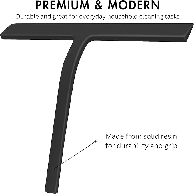 11 inch Squeegee Set with Over Wall Hanger, Suction Cup, and Hook, Glass Cleaning Squeegee for Shower Doors, Windows, Glass Doors, Bathrooms, Mirrors, Car Windshield - Matte Black