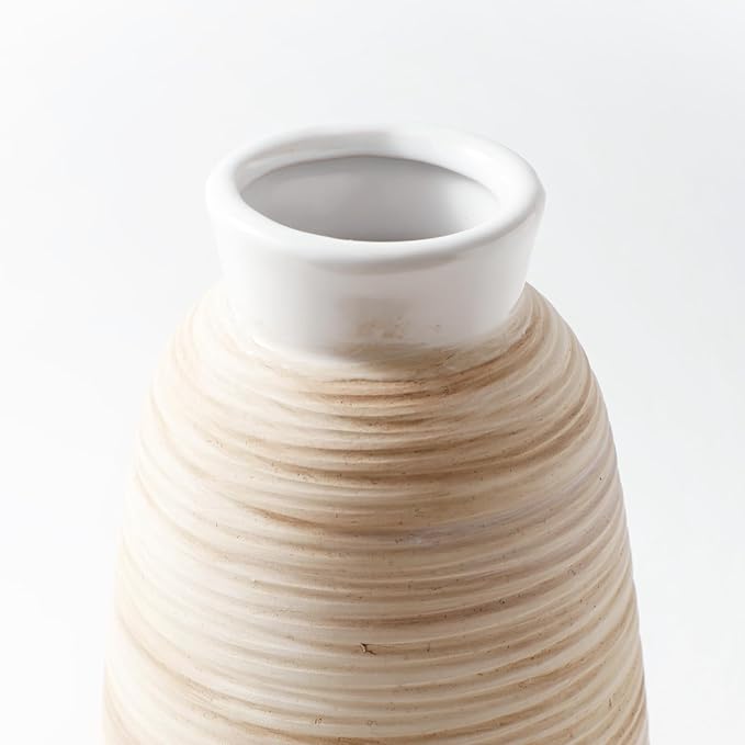 ALMA White Ceramic Vase 11 Inch Tall, Boho Vases for Tulips, Large Table Vase for Pampas Grass in Any Modern Home Decor, Kitchen Table Centerpiece, Shelf, Mantel Decor