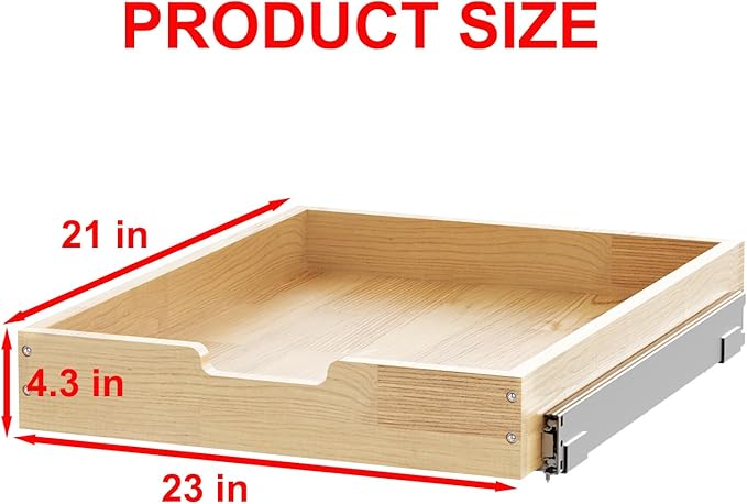 Wood Pull Out Cabinet Organizer 23" W x 21" D, Heavy-Duty Sliding Drawers for Inside Cabinets Storage and Organization for Kitchen, Pantry, Bathroom
