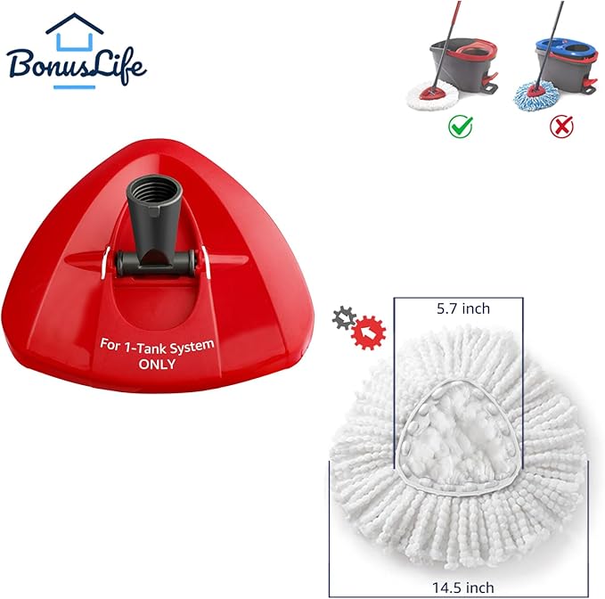 BonusLife 8-Pack Mop Head for O-Ceda EasyWrin Spin Mop Refill 1-Tank System Only Easy Cleaning Microfiber Replacement