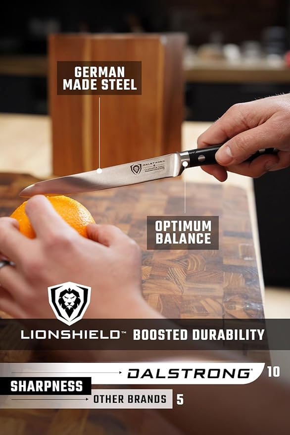 DALSTRONG Utility Knife - 6 inch - Gladiator Series Elite - Forged High-Carbon German Steel Kitchen Knife - Black G10 Handle - Paring Cooking Knife Gift - Chef's Knife - Sheath - NSF Certified