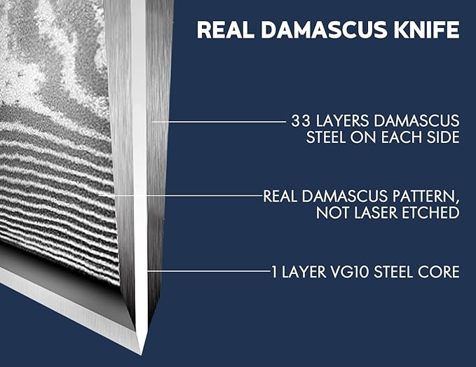 Men Gifts: Damacus Chef Knife - Gifts for Dad, Birthday Gift from Daughter Son Kids, Full Tang G10 Handle, Christmas, Thanksgiving Best Dad Ever