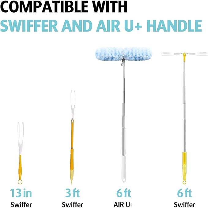 6ft Extendable Duster Handle with 40 Pcs, Compatible with Swiffer Duster, Disposable Microfiber Dusting Pads for Home Cleaning, Ceiling, Fan, Window, Hard-to-Reach Areas