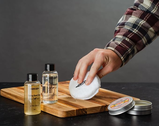 CLARK'S Cutting Board Care Kit, Includes Wood Cutting Board Oil, Soap, Wax, and Buffing Pad, Food Grade Mineral Oil, Housewarming Gift Set for Newly Married, Women, Girlfriend